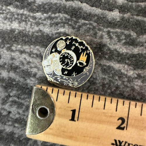 Enamel Pin Astronaut Space Brooch Lapel Backpack Clock Face Moon Sky Rocket Man - Picture 3 of 4