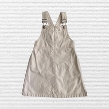 Vintage Gap Girls Classic Canvas Bib Overall Dress Natural Beige Size 4XL