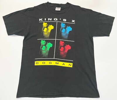 Vintage 1994 King's X Dogman World Tour Band T-Shirt Black L Tee