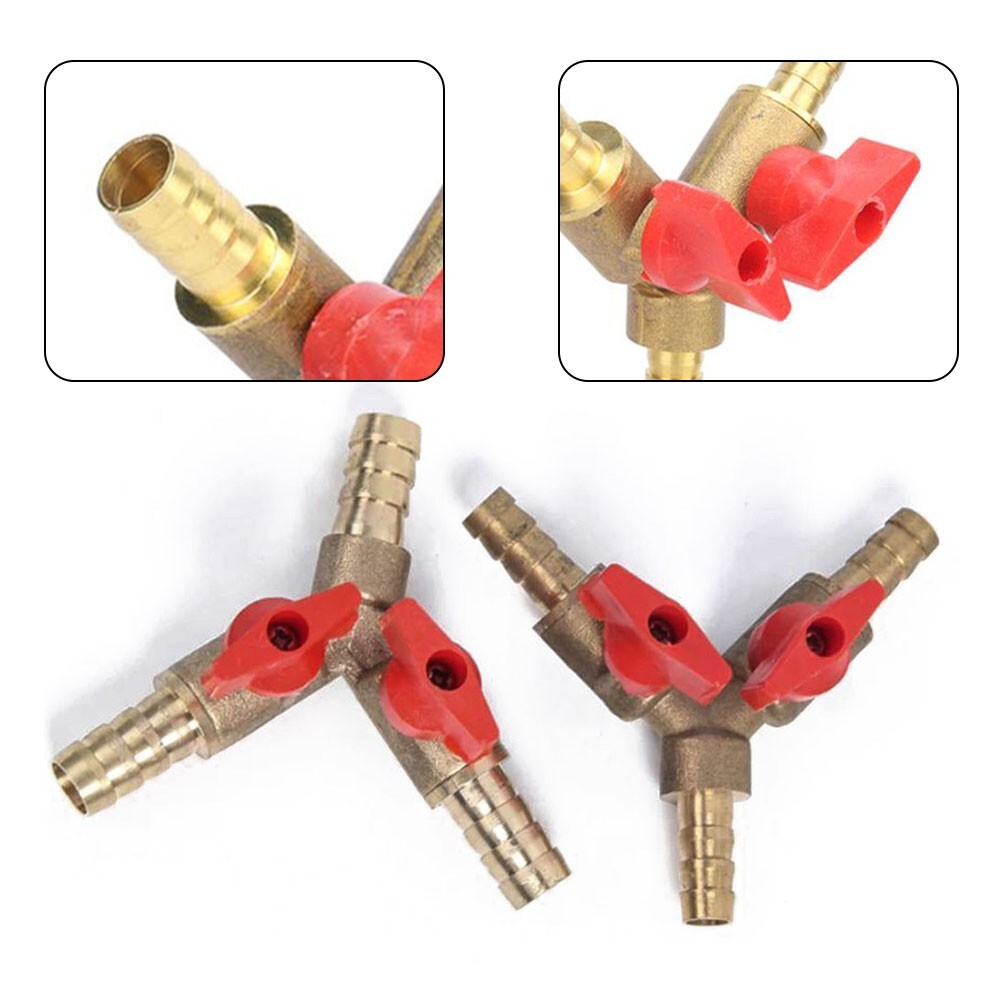 2Pack Brass Water Mini Ball Valve Shut Off Switch, 3/8 Hose Barb x 3/8
