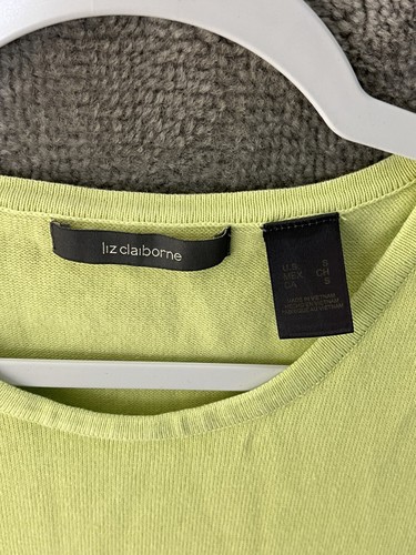 Liz Claiborne Knit Tank Top Womens Size Small Yellow-Green Scoop Neck Sleeveless - Picture 3 of 6