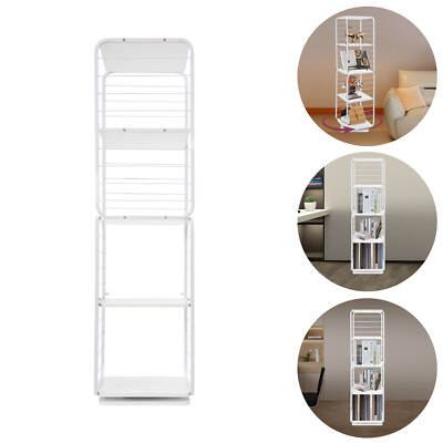 4 Tier Rotating Bookshelf 360° Bookcase Freestanding Square Shelf Display Rack