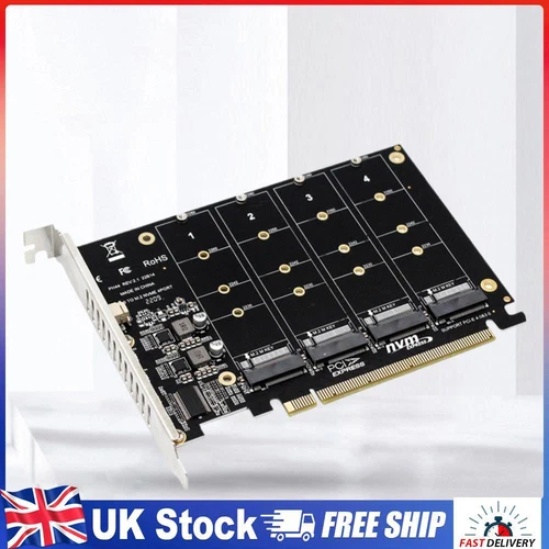 4 Port M.2 NVME SSD To PCIE X16 Reader Expansion Card PCIE Split/PCIE RAID