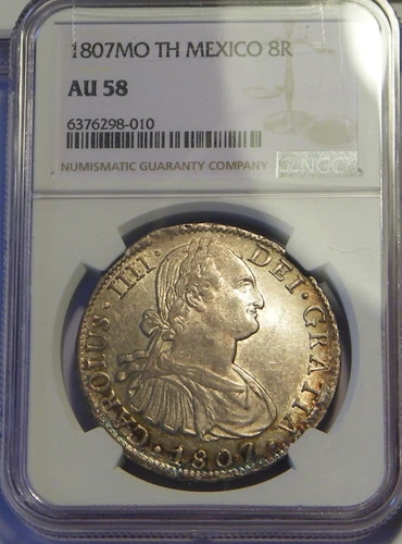 1807 TH 8 Reales Mexico City Mint. NGC AU-58