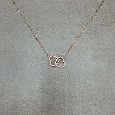 Double Heart ROSE GOLD Necklace Dainty Charm Fashion Pendant Two Twin Love