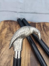 Antique Brass Raven Crow Head Handle Victorian Wooden Walking Stick Cane Gift