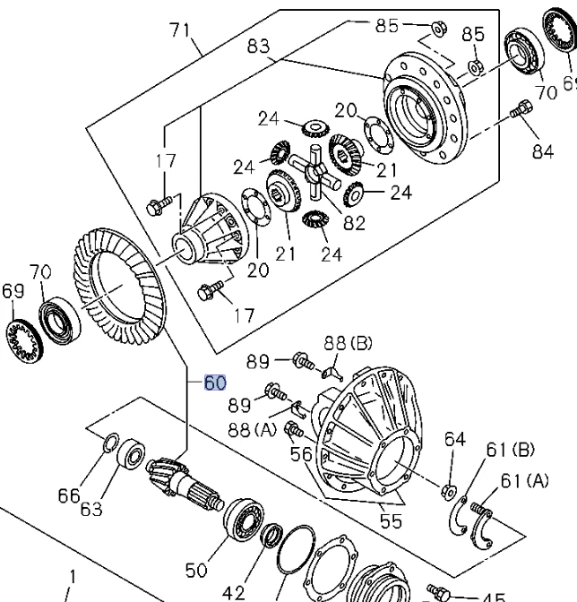 Juego de engranajes transmisión final relación 6:41 para ISUZU NPR NQR 4HE1 4,8L 4HK1 5,2L 8970470921 Foto 2 de 4