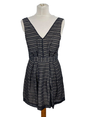 Trägerkleid Sommerkleid Damen Kleid Gr. XS 34 Schwarz Beige Rückenfrei Ärmellos