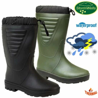 Stormwells Polar Wellington Boots Tie Top Waterproof Thermal lined Wellies Shoes
