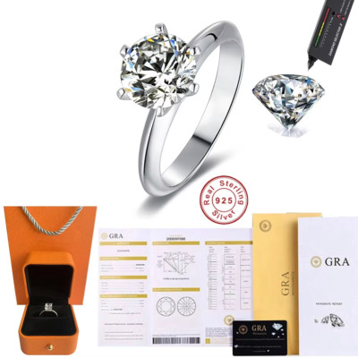 Neu Luxus Sterlingsilber echte Moissanit Ringe Großhandel Ring für Frauen Mädchen