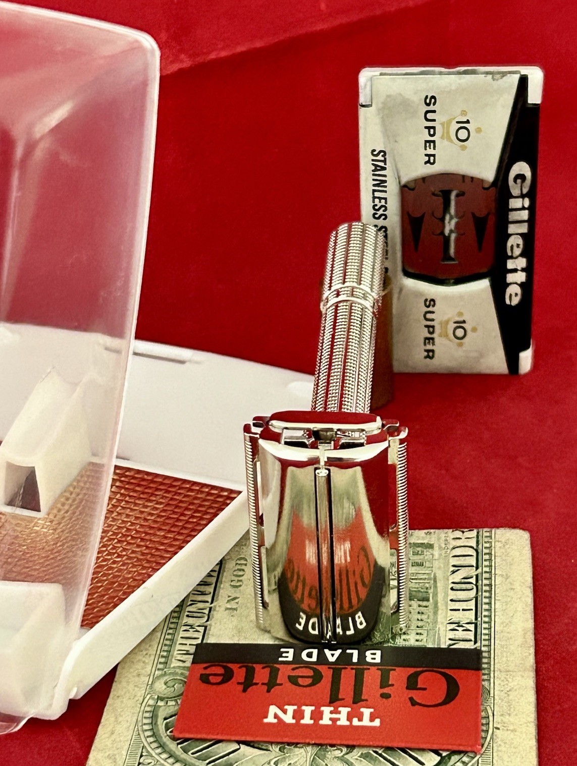 Vtg. 1961 G3 GILLETTE Slim Adjustable Razor NOS Blade Kin 2 Fat Boy OUTSTANDING!