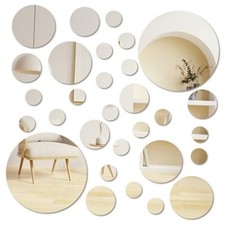 30 Pcs Round Mirror Tiles Self Adhesive, Mirror Wall Decals, Circular Glass