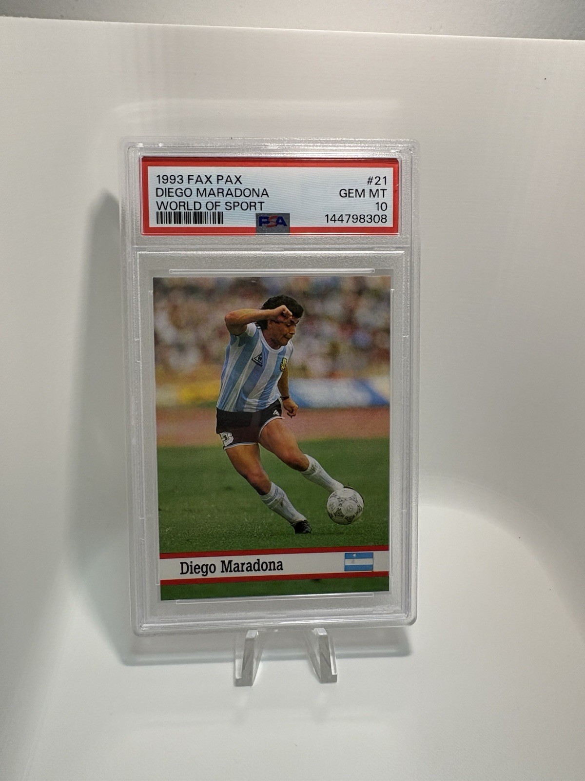 136690324 Diego Maradona 1993 Fax Pax World of Sport #21 PSA 10 Gem Mint Low Pop view 5