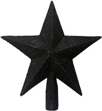 Black Glittered Mini Star Christmas Tree Topper Star Treetop for Small Christmas