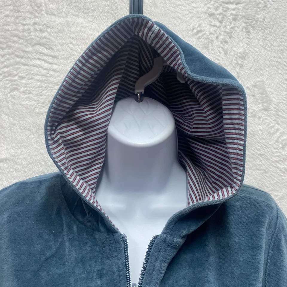 Horny Toad Velvety Full-Zip Jacket Hooded Women Small Green Striped Lined Cotton - Image 2 of 4