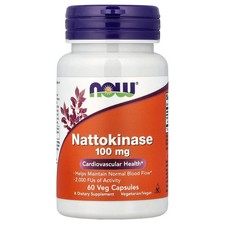 Now Foods Nattokinase 100 mg 60 Veg Capsules GMP Quality Assured, Vegan,