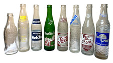 Vintage  Glass Soda Bottles Lot of 8 - Coke, Tab, Welch, Mtn Dew, Pepsi + more