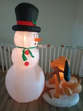 Christmas Airblown Inflatable Prototype Dog Gone Snowman Arm Bandit