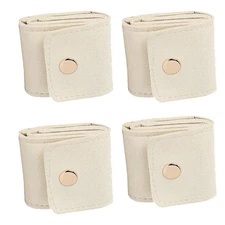 4x Beige Mini Travel Jewelry Organizer Bag Portable Jewelry Roll Up Bag Case NEW