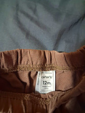  12mths Carter's Brown Jogger Pants Cotton Knit Elastic Waist Pull-On Unisex