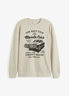 Neu Sweatshirt mit Druck Loose Fit Gr. 52/54 (L) Beige Herren Sweat-Shirt Pulli