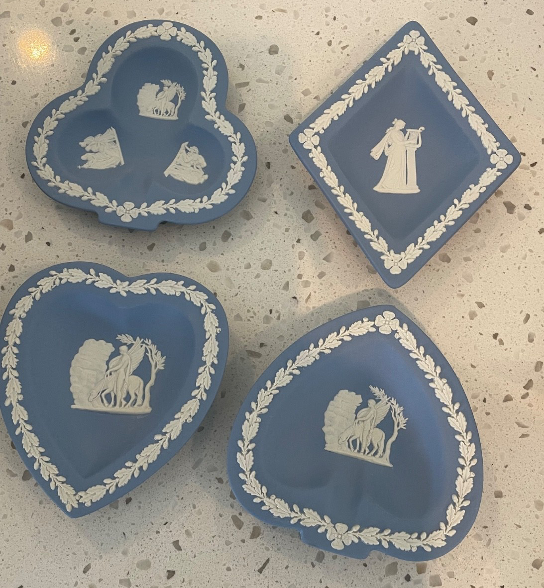 Wedgwood Jasperware England Set of 4 Spade, Heart, Diamond, Club Trinket dishes