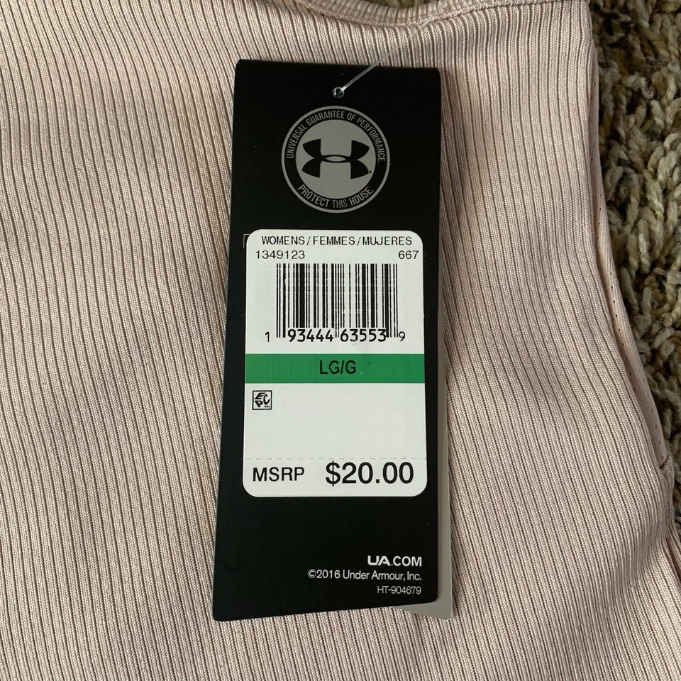 Camiseta sin mangas Under Armour Victory grande rosa acanalada ajustada espalda deportiva Heatgear nueva con etiquetas Foto 2 de 4