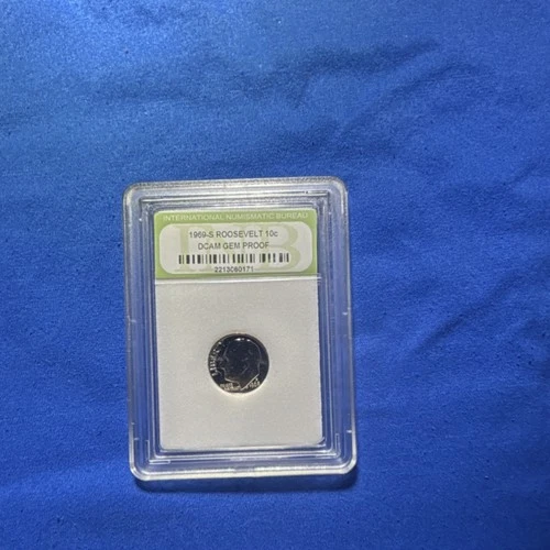 1969 San Francisco Roosevelt Dime 10C DCAM GEM Proof Silver Intl Num Bureau