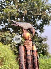 New Raven Skull Desginer Head Handle Victorian Leather Wooden Walking Stick Cane