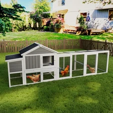 Chicken Coop Hen Cage Poultry Hutch Nesting Box Roof Wooden Large House Door