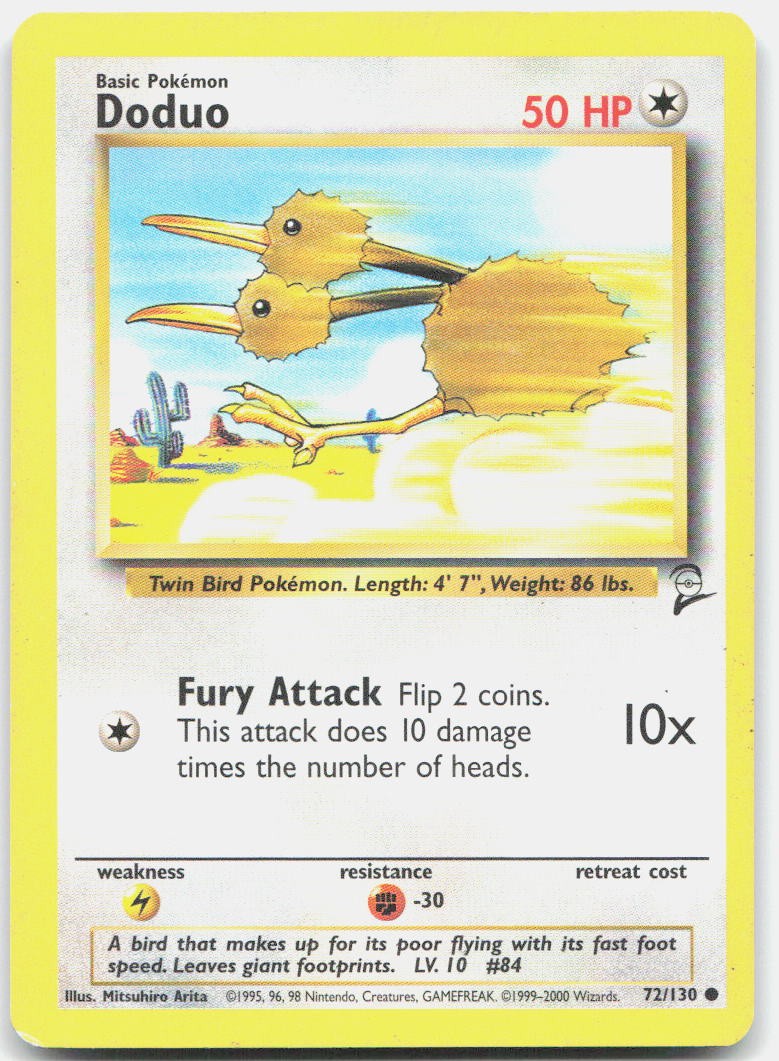 Doduo 72/130 Common Base Set 2 Pokemon Moderately Played