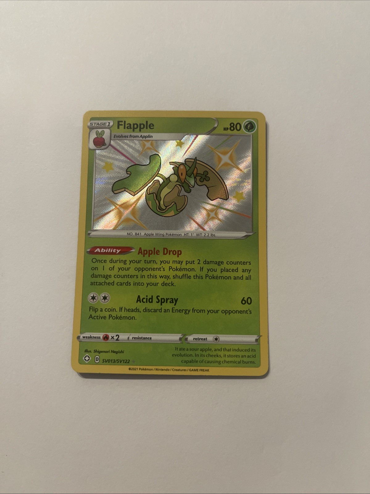 Pokémon Flapple Holo Rare Shining Fates SV013/SV122 NM TCG