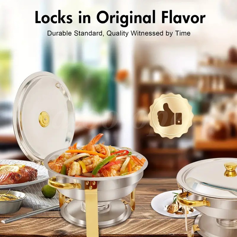 6QT GOLD Chafing Dish Buffet Set Stainless Steel Full Size Chafer party 4 PACK