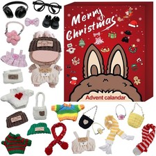 Cute Christmas Advent Calendar 2025, 24 Days Countdown 17 cm Doll Clothes Lububu