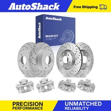 Front Rear Drilled Slotted Brake Rotors Calipers for Mitsubishi Lancer