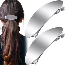 2 Pcs 3 Inch Oval French Barrette Hair Clips, Metal French Barrettes, Vintage...