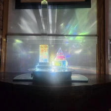 Dichroic Crystal Art Glass OBELISK Chameleon Crystal Quartz Paperweight Chakras 