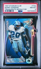 Barry Sanders 1997 Stadium Club Triumvirate Refractor #T3A PSA 8 ~Pop 12