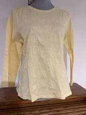 Geoffrey Beene Women’s Pale Yellow Long Sleeve T-shirt Size XL