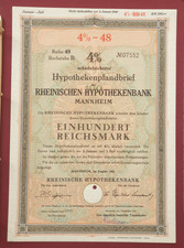 Stocks & Bonds Deutschland Germany 1941, 100 Reichsmark 4 % Hypothekenbank