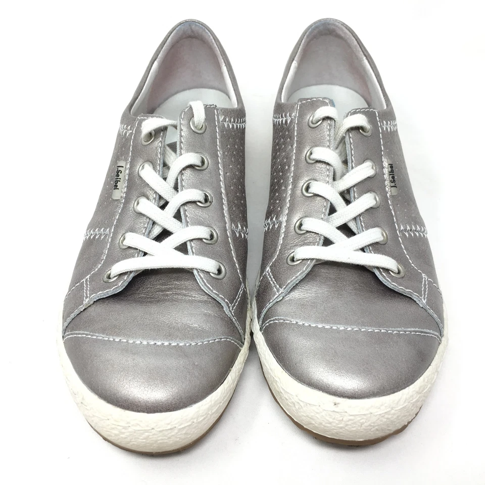 Josef Seibel Caspian Sneakers Shoes Womens Size 7-7.5 US 38 EU Silver Leather Foto 4 de 4