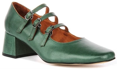 Justinreess Angleterre Kate 2 Trois Brides Mi-Bas Femme Talon En Vert EU 36-42 - Photo 1/4