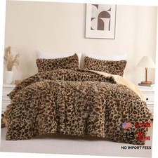 Cheetah Print Fluffy Faux Fur Comforter Set Full Full 79"x90" Bolder Cheetah