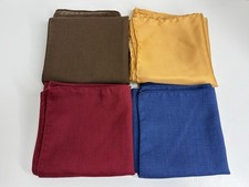 Vintage Pocket Squares Autumn Fall Colors Burgundy Gold Navy Brown Cotton Silk