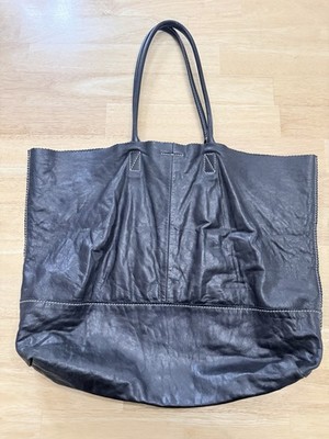 Banana Republic Black Lambskin Leather Tote Carry On Boho Hobo Bag Purse Whimsy
