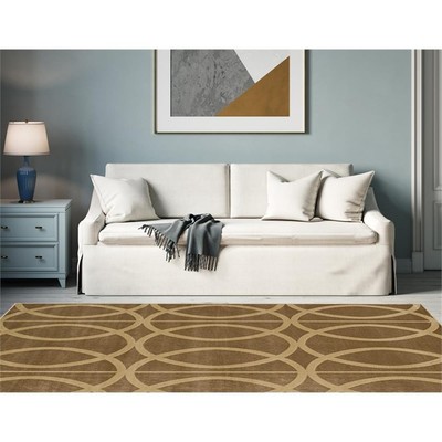 Linon Vintage Arabesque Polyester 5'x7'6'' Rug in Beige and Sand