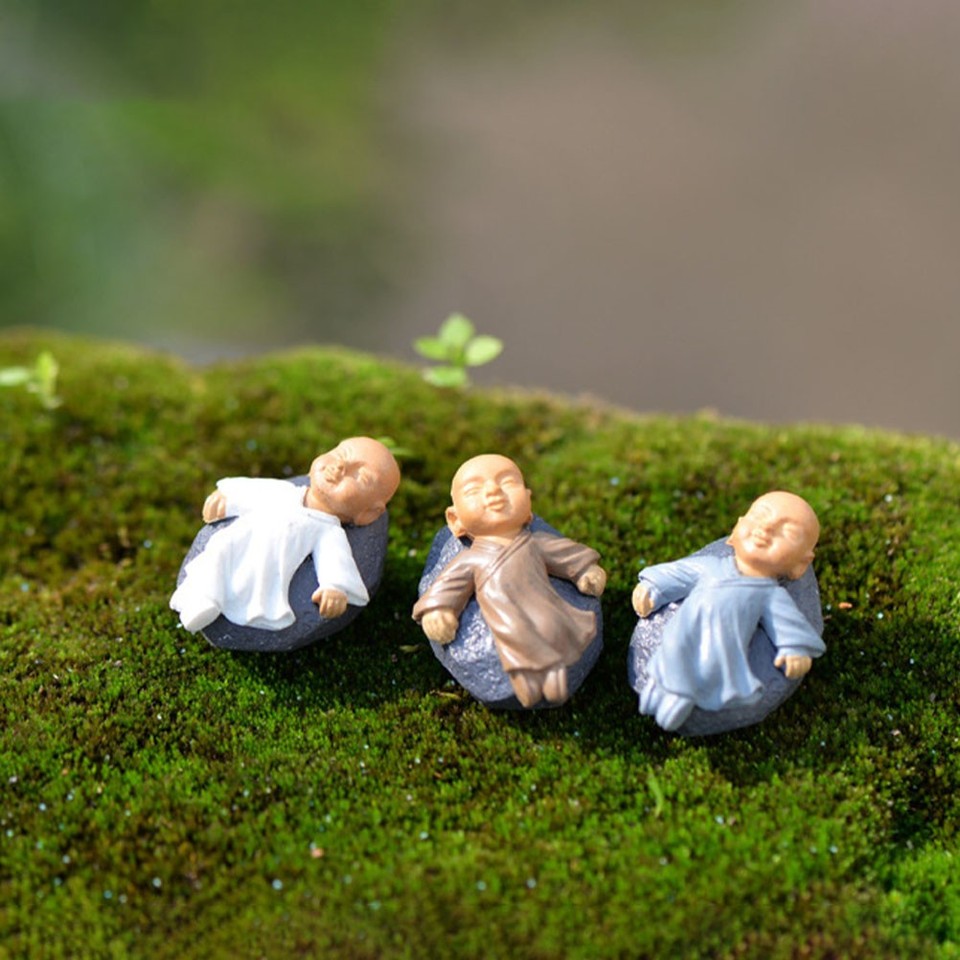 8Pcs Cartoon Resin Monk Ornament White Small Buddha Desktop Display ...