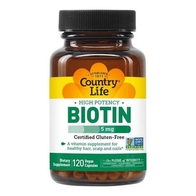 Biotin High Potency 120 Veg Caps 5 Mg by Country Life