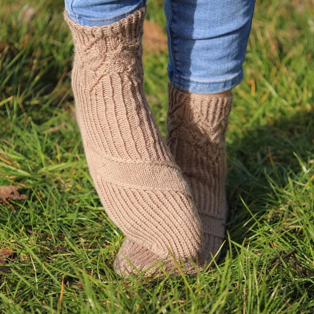Beige Wool Textured Socks