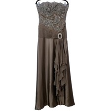 Jovani Women 6 Rhinestones Embellished Strapless Evening Gown Satin Long Dress